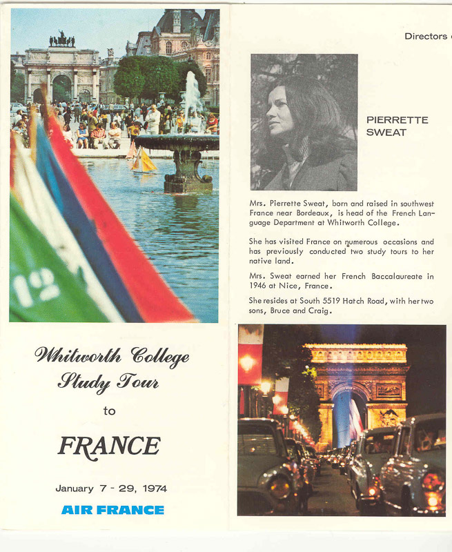 1974 Whitworth College Study Tour au France Pierrette